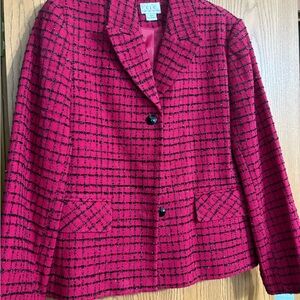 CO Women's Vibrant Red Checkered Blazer